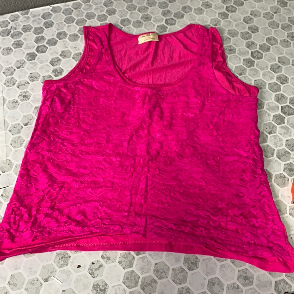 Bobbie Brooke Large Pink Lace Tank Top